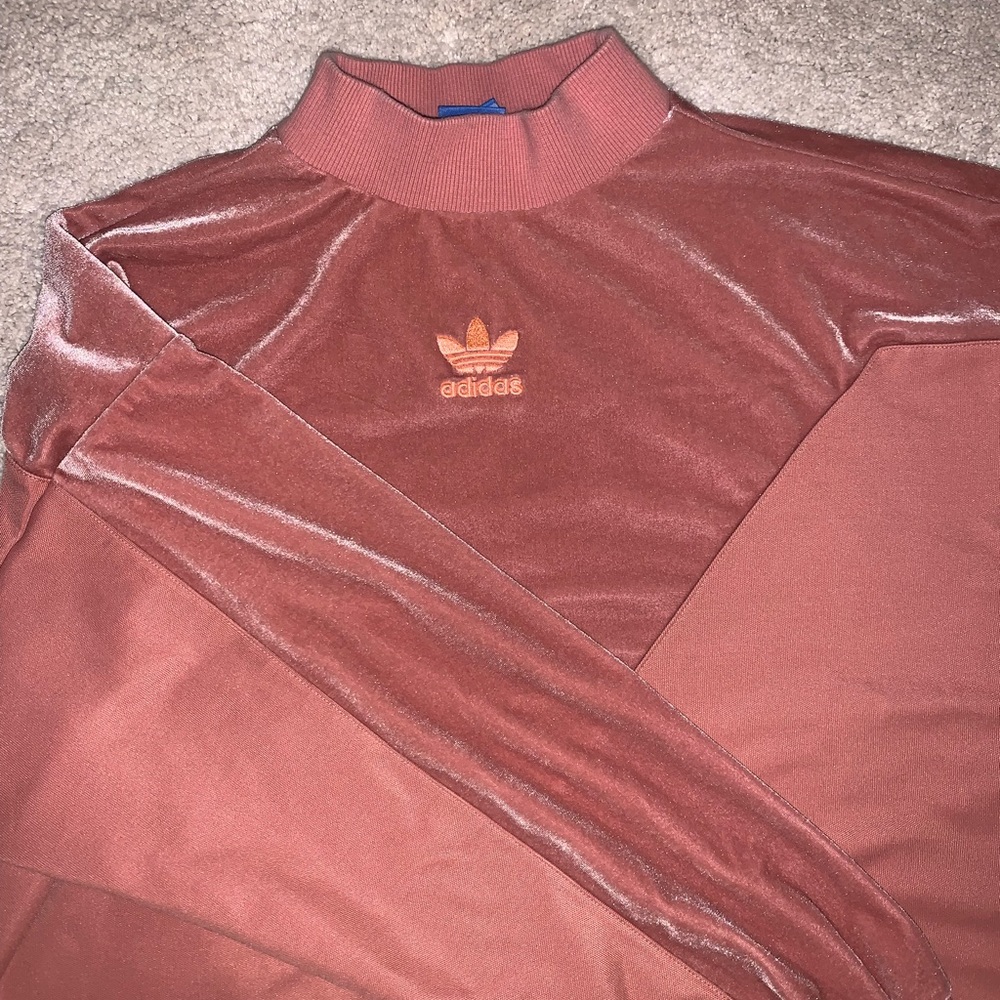 Adidas pink velour sweatshirt
